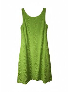 J. Crew Y2K Seersucker Preppy Shift Dress Women 6 Lime Green Button Back Pockets